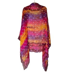 Vibrant Multicolor Oversize Large Scarf Shawl Ombre & Polka Dot Print